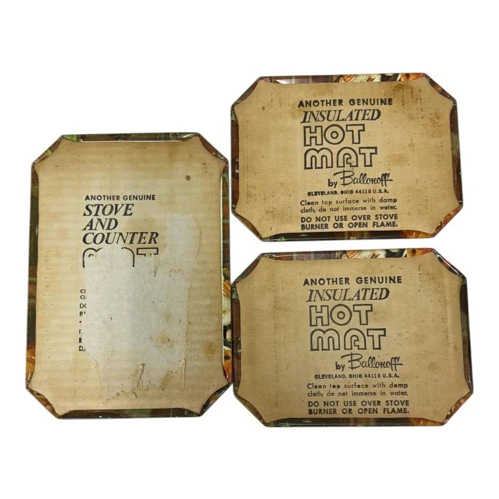 1970s Vintage Ballonoff Insulated Hot Mats Set 3 Harvest Setting Cleveland USA